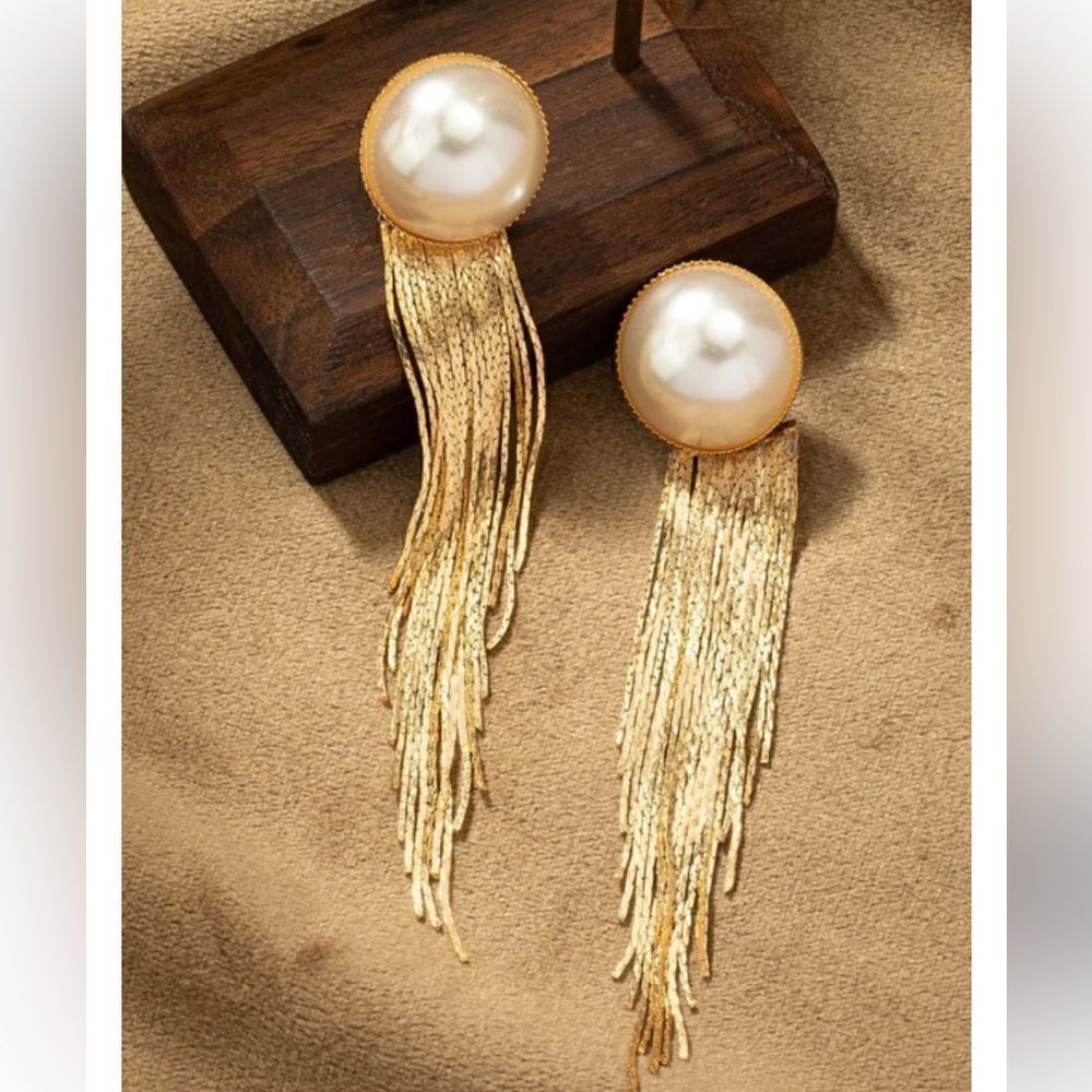 Pearl tassel drop earrings N249